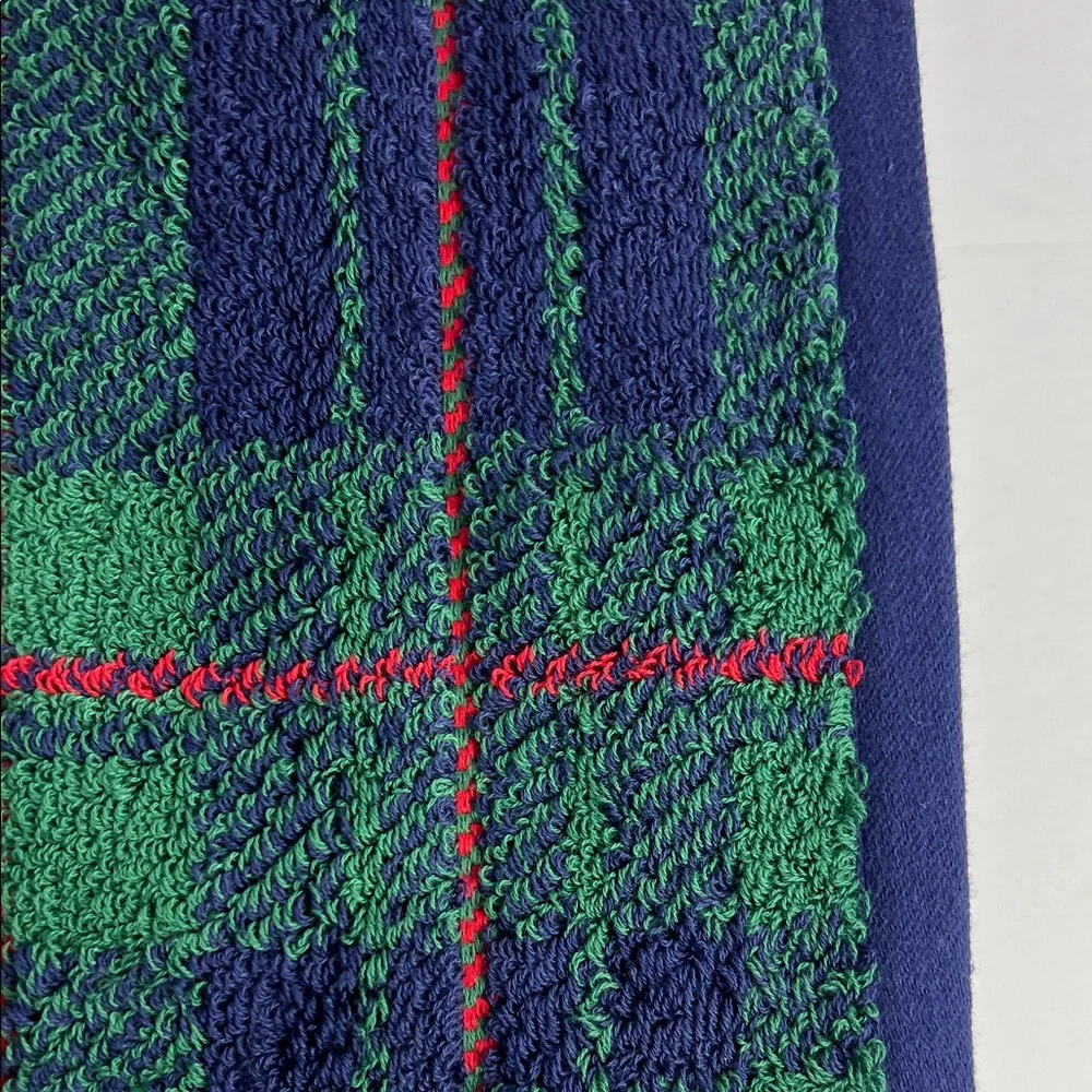 Bianca Bath Towel Set Plaid Green Blue Red Tartan Made in Portugal 3Pc Set NEW